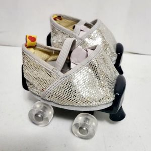 Build A Bear Workshop Adjustable Black Roller Skates W/Glittery Shoes Silver